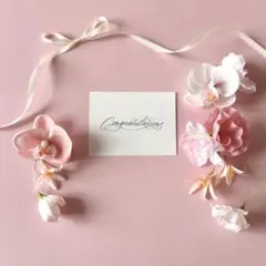 フラワーイヤーカフ　両耳セット　胡蝶蘭　スイートピー　ピンク　白　高品質造花