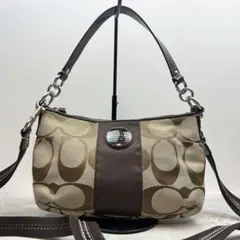 【極美品】コーチ ワンショルダー 2way シグネチャー キャンバス ブラウン