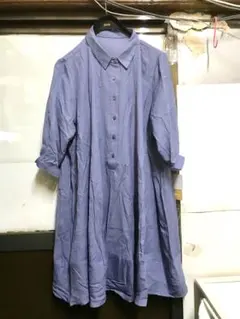 ベルーナ　麻調素材切り替えデザインシャツワンピース　3Lサイズ　新品★7473Qのサムネイル