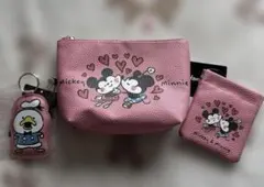 ディズニー　ミッキー　ミニー　ポーチ　バネポーチ　セット　キーチャーム　ドナルド