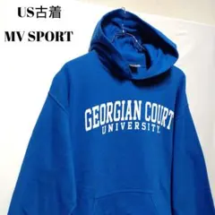 US古着 アメリカ古着 パーカー カレッジ プリントロゴ ブルー M