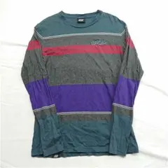 55DSL ボーダー ロングスリーブTシャツ メンズ Sサイズ グレー系