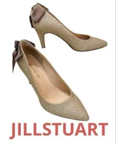 極美品！JILLSTUART ゴールド リボン付きハイヒール　23cm