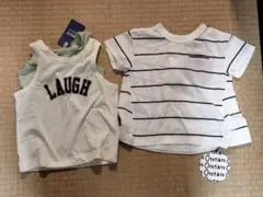 【新品未使用】90サイズ タンクトップ2点＆半袖Tシャツセット 重ね着OK