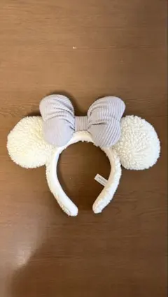 ミッキー風カチューシャ ベージュリボン