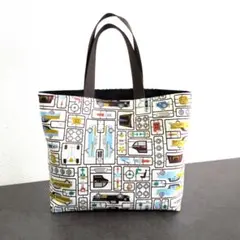 G627ミニトートバック リバーシブル　ハンドメイド　プラモ