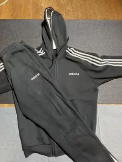 adidas ブラック パーカースウェット上下セットLサイズ