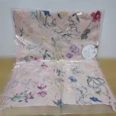 花柄 スカーフ 綿シルク混 ピンク