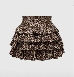 ROMWE ヒョウ柄 フリルミニスカート