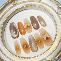 【現品】ネイルチップ 秋 ブラウン チーク マグネット チークネイル