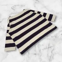 【良品計画】（M~L）トップス カットソー ドロップショルダー ボーダー 5分袖