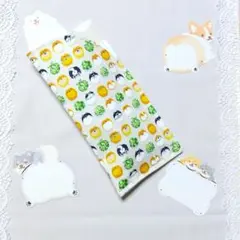 ポケットティッシュケース 4枚組 柴犬柄 和柄 ブルー ベージュ
