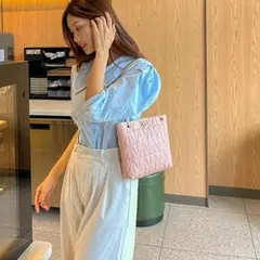 新品/匿名/レディースショルダーバッグPUレザー チェーン キルティングFくすみ