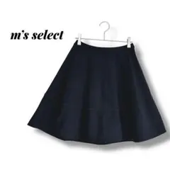 【エムズセレクト】フレアスカート　膝上　タック　ブラック　オフィス　通勤　黒