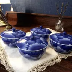 深川製　青い湯飲み　4個セット