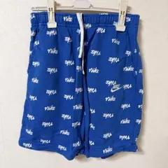 ナイキ 総柄 ショートパンツ 膝上 ロゴ L 青 綿 カジュアル スポーツ普段着