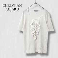 .クリスチャンオジャール　半袖カットソー フリル 白 ホワイト　麻混　ブラウスのサムネイル