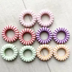 アクリルビーズ☆リング☆カラフル 10個(5ペア)セット