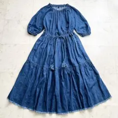 45R 梳毛天竺のティアードドレス ワンピース ニット ロング
