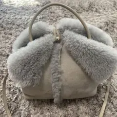 PRTIOR　ポティオール　ムートンショルダーバッグ　グレー