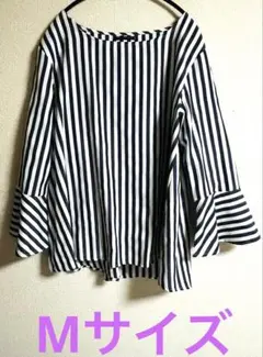 ☆aquagarage ☆ネイビー・☆ホワイト☆ストライプ ☆長袖☆シャツのサムネイル