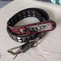 SEX POT ReVeNGe スタッズベルト スカル レッド