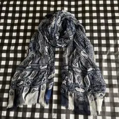 ETRO （エトロ）　シフォンストール　シルク　ネイビー　エスニック柄