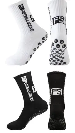 【2足セット】グリップソックス 白 黒 滑り止 靴下 スポーツ用 24〜27.5