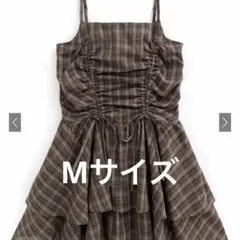 GRL グレイル チェック柄ドロストリボンミニワンピース[dk1357]