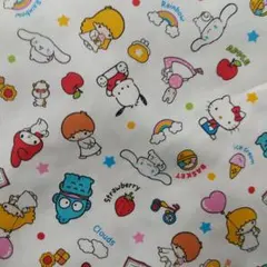 サンリオ/キャラMIX　オックス生地/英単語：2022年製112×50cm/W