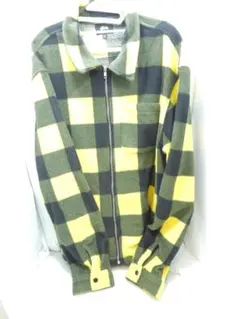 STUSSY　フリースジャケット/XL/ポリエステル/YLW/チェック