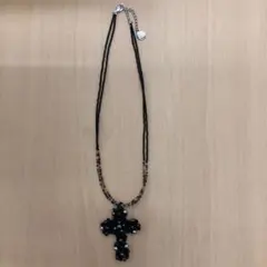 美品　ブラックビーズネックレス　ライクアチャーム