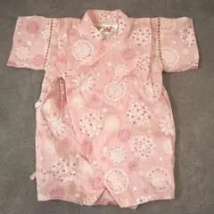 ベビー　甚平ロンパース　くろわっさんすべべ　新品80 ピンク花火柄