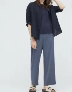 【新品】UNIQLO ユニクロ サテンリラックス ストレートパンツ M