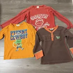 長袖カットソー3枚セット（赤・オレンジ）