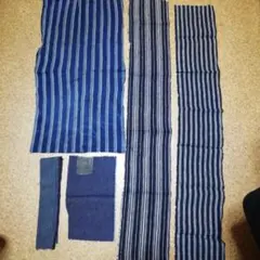 G.古布　木綿　藍の縞いろいろ　昔の野良着などのハギレ