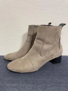 ZARAベージュ グレージュ　スエード ショートブーツ36 23.5