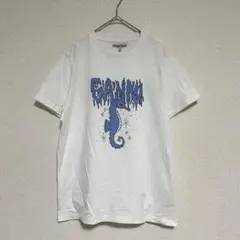 ＊GANNIガニー プリントTシャツ 半袖カットソー おしゃれ 白×青 Sのサムネイル