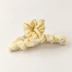 バンスクリップ リボン シフォン フリル 大きめ ヘアクリップ 韓国風 まとめ髪