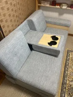 【メランジグレー×ナチュラル】収納付き3人掛け多機能ソファ