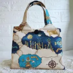 ハンドメイド　ミニトートバッグ　空想雑貨店生地使用　星空想街