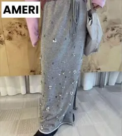 ✨️美品✨️Ameri BIJOU MOTIF SWEAT スカート グレー Sのサムネイル