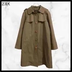 23区 ブラウン トレンチコート 花柄裏地 カジュアル 大人 上品 40サイズ