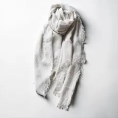 美品　✨ASAUCE MELER アソースメレ　リネンストール フリンジ　白系