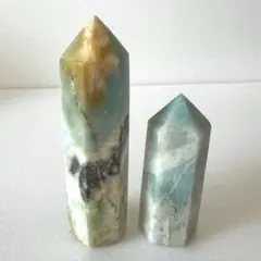 天然石☆ ブルー カリビアンカルサイト ポイント タワー 2本セット