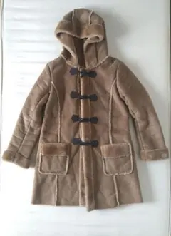 ベージュ／キャメル／ライトブラウン ダッフルコート フード付き 裏ボア
