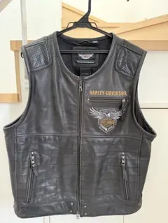 Harley-Davidson ブラック レザーベスト M - メルカリ