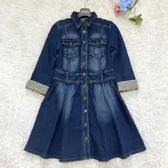 バーバリー　ブルーレーベル　ノバチェック　フリルデニムワンピース　ベルト付き 美品 バーバリーブルーレーベル デニムワンピース ノバチェック