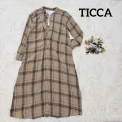 ティッカ リネン100% ロングシャツワンピース 日本製 オレンジ