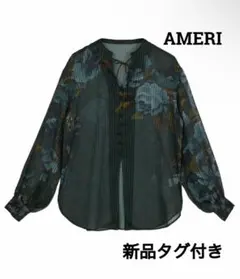 JACQUARD FLOWER PATTERN SHEER BLOUSE